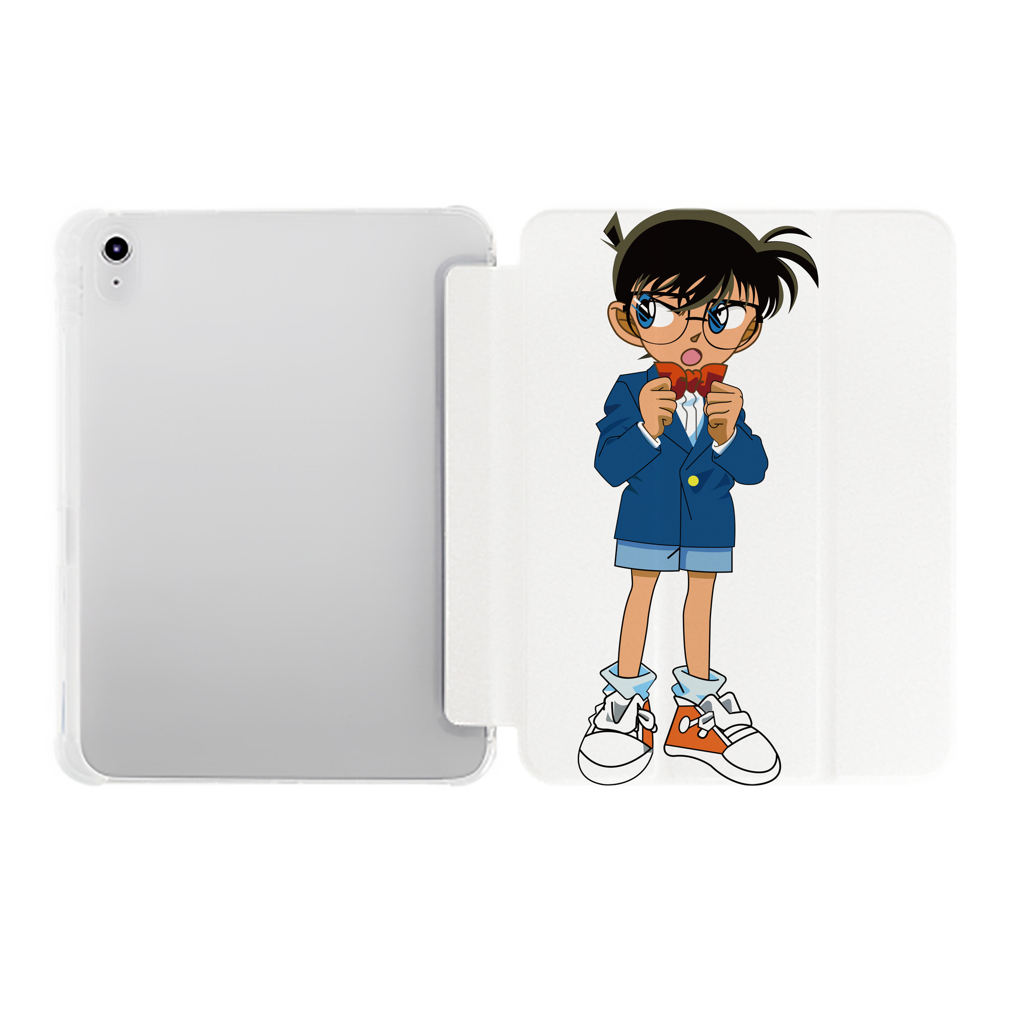 （画像用） 名探偵コナン 江戸川 コナン Detective Conan Conan Edogawa IPad ケース ペン収納付き 三つ折りスタンド PUレザー×シリコン 対応機種9.5/10.5/10.9インチ